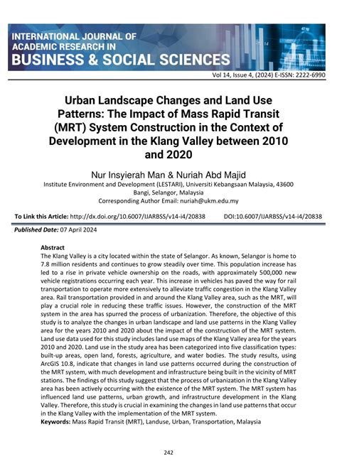 Understanding the mobility patterns of Mass Rapid Transit (MRT 